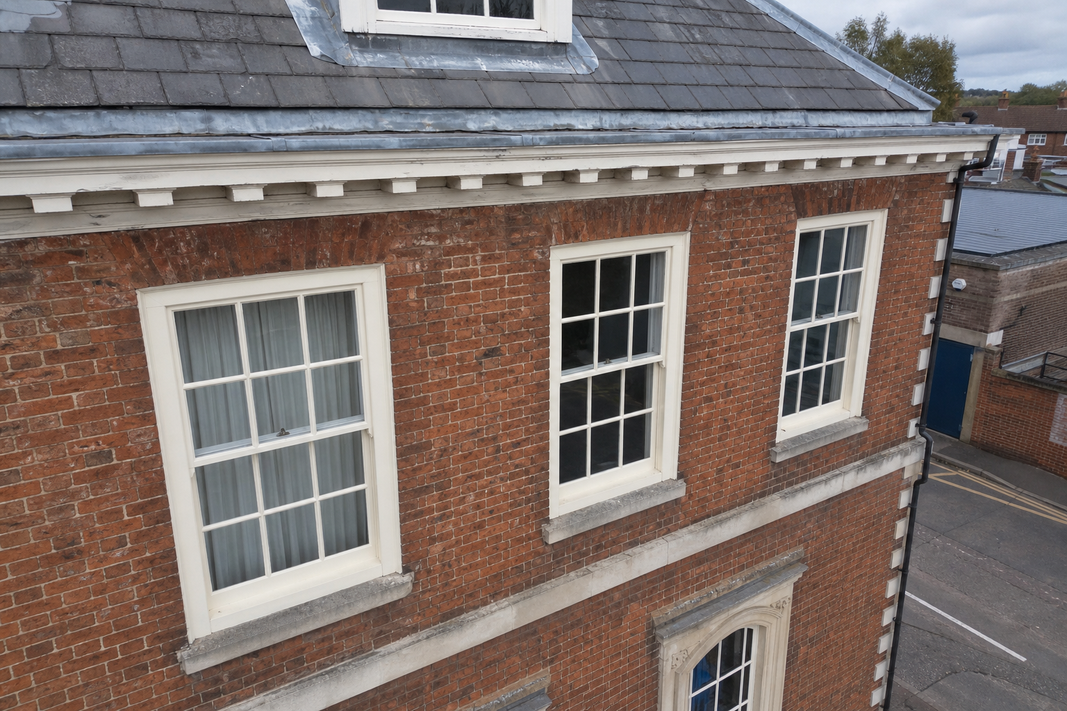 Building elevation captured during a drone inspection