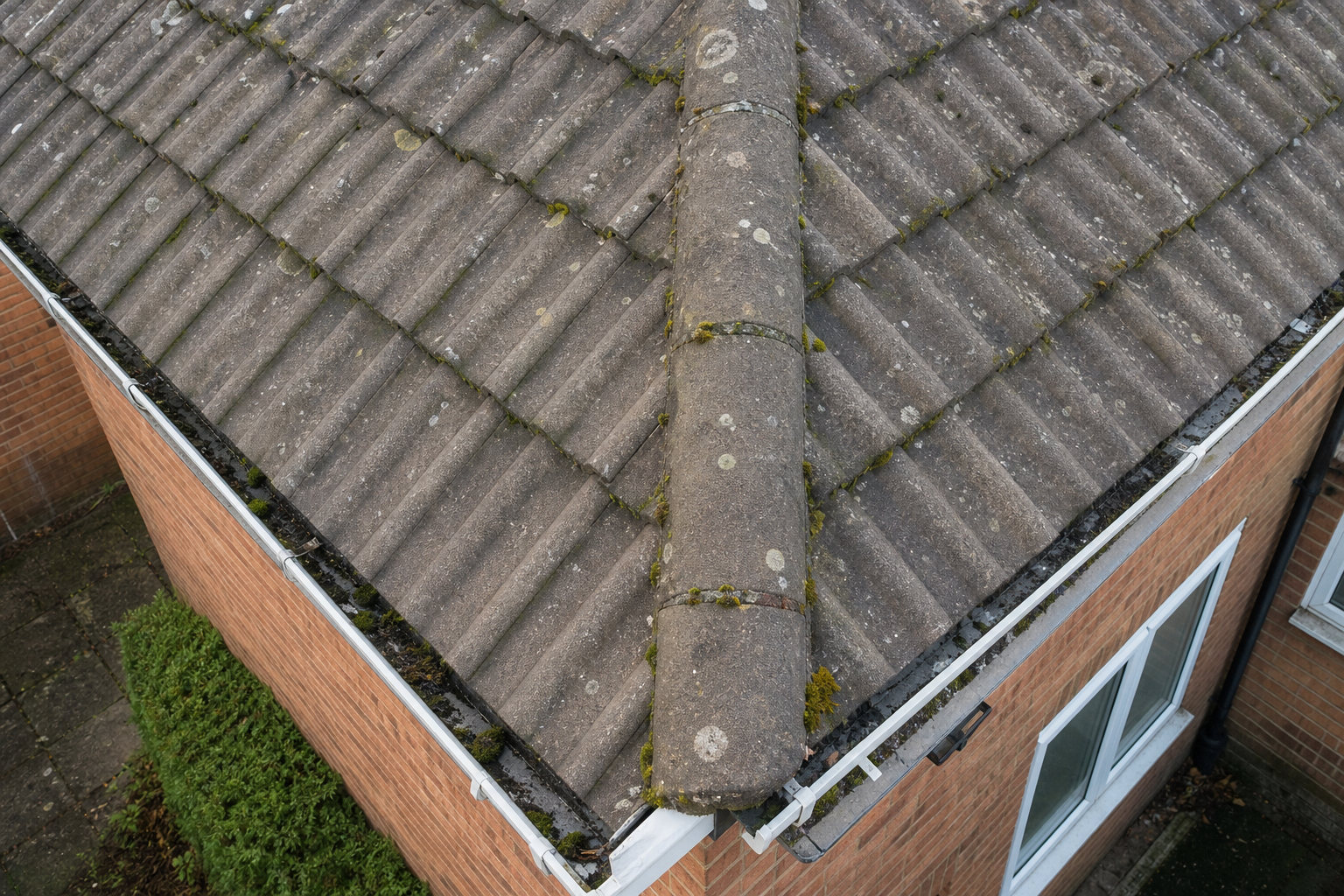Aerial roof detail from a building inspection